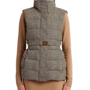 Like new Ralph Lauren Tweed and Down Plaid Puffer Vest with Belt Plus Size 18